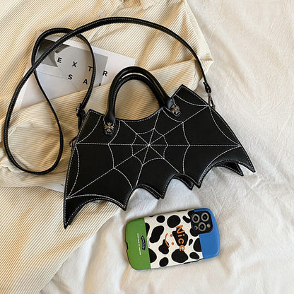 Bolsos de hombro con forma de telaraña de Halloween, bolsos de Pu con personalidad de Batgirl, bandolera de mensajero a la moda