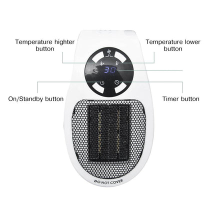Portable Electric Heater Wall Fan Heater Handy Heating Stove Adjustable Thermostat Radiator Warmer Machine Home Appliance - Here2Save