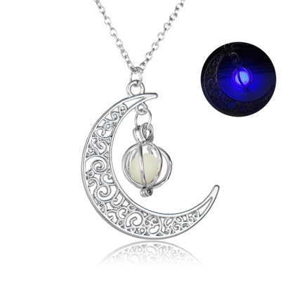 Fashion Moon Natural Glowing Stone Healing Necklace Women Gift Charm Luminous Pendant Necklace Jewelry - Here2Save