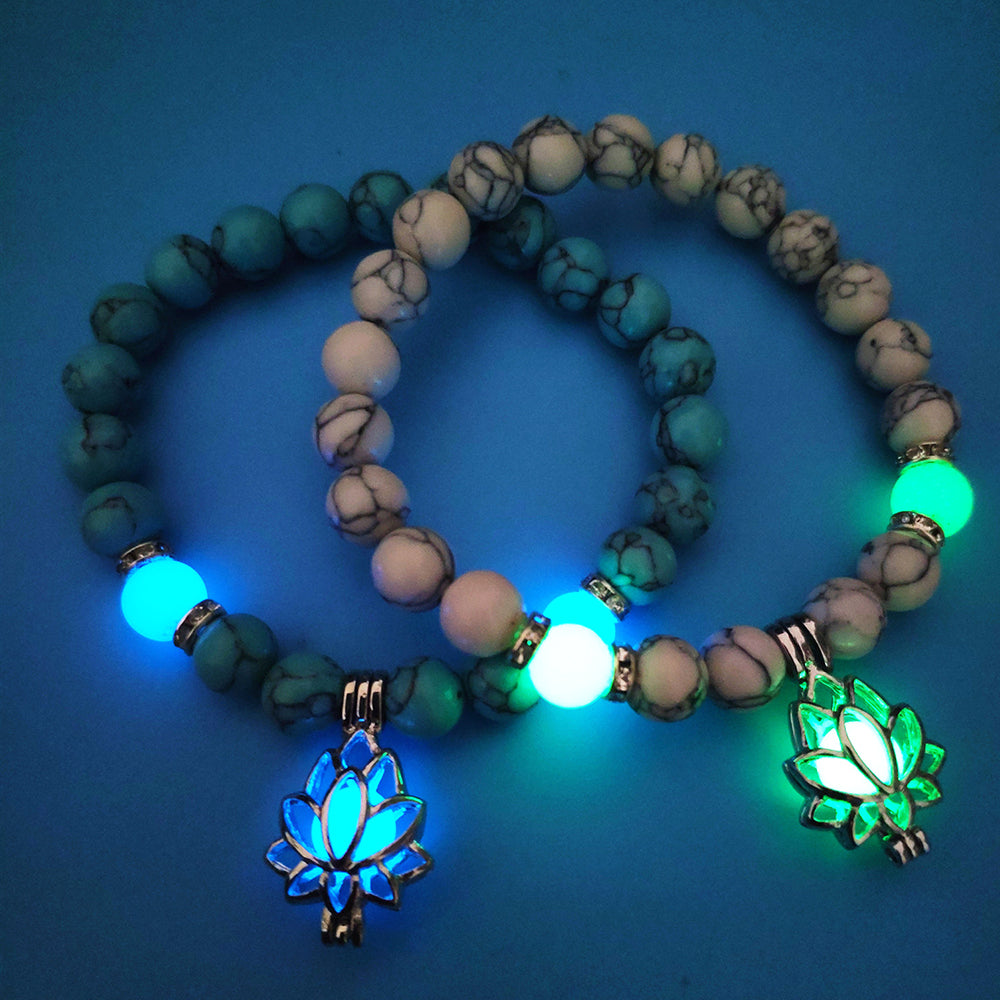 Energy Luminous Lotus Natural Stone Bracelet Yoga Healing Luminous Glow In The Dark Charm Beads Bracelet For Men Women Prayer Buddhism - Here2Save