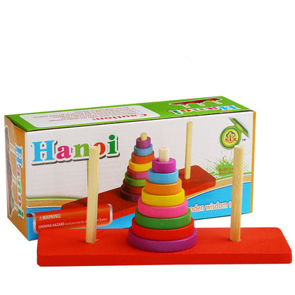 Colorful Hanoi Tower Wooden Toy