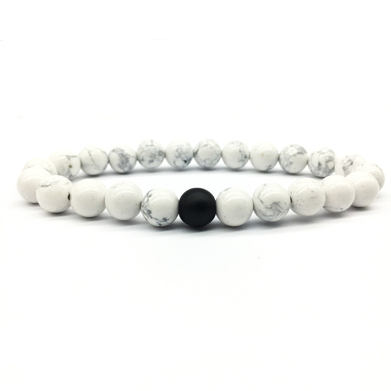 Frosted Stone White Turquoise 8mm Couple Suit Bracelet