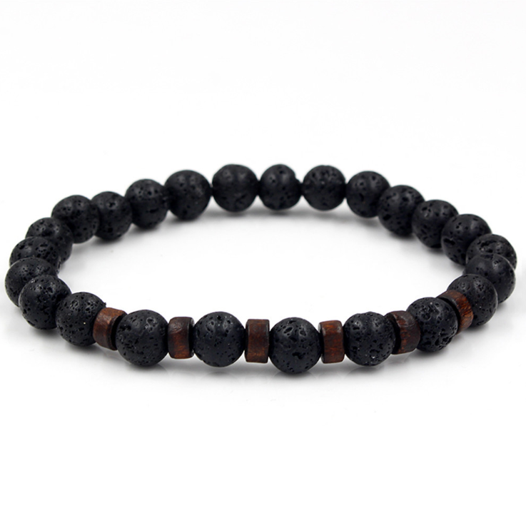 Personality Men's Black Volcanic Stone Bracelet - Here2Save