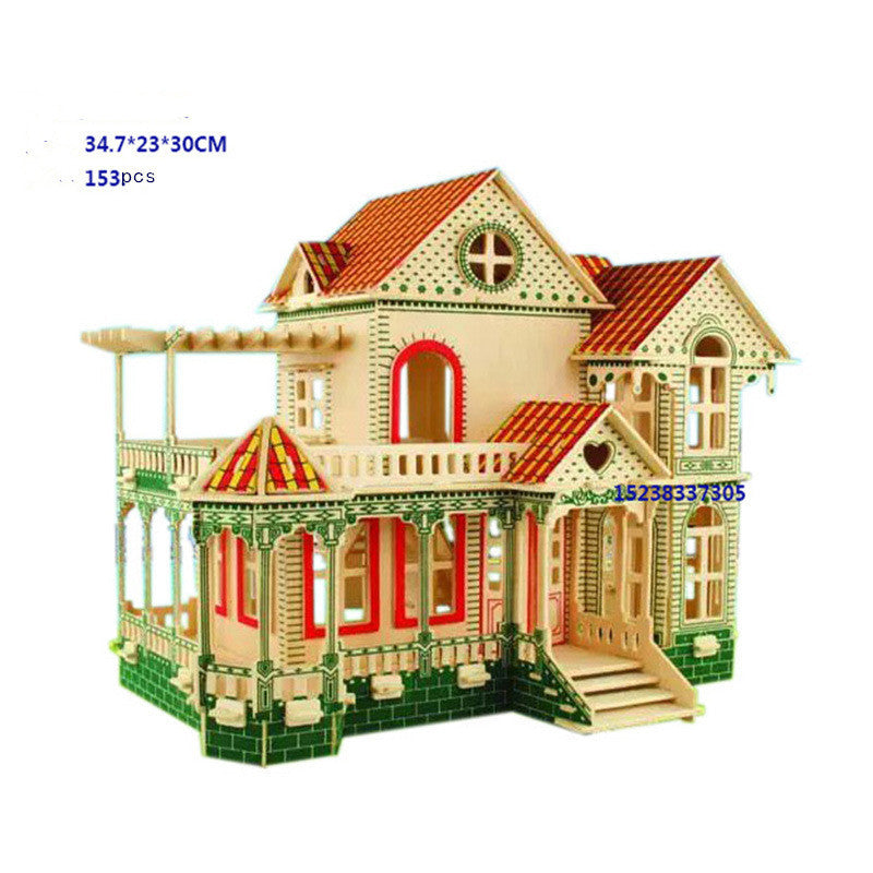 Wooden 3D house puzzle