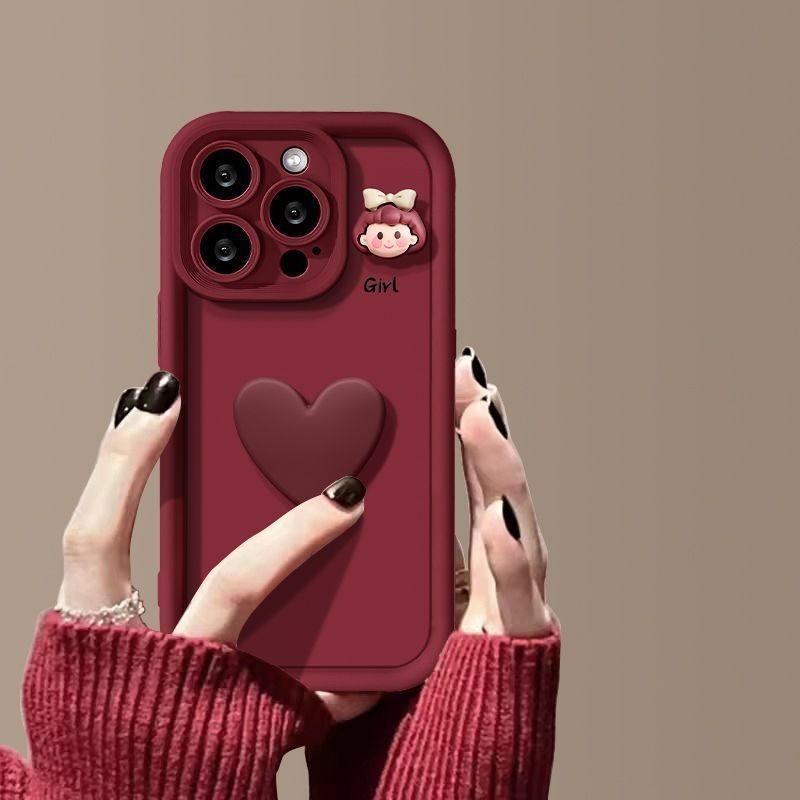 Wine Red Love Girl Phone Case