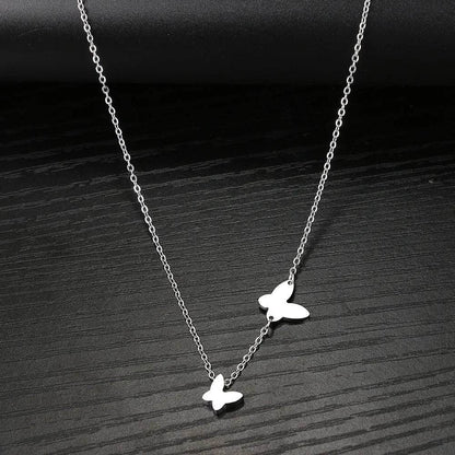 Stainless Steel Butterfly Pendant Sweet Temperamental All-match Niche Design Necklace - Here2Save