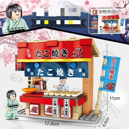 Japanese style street view city building blocks