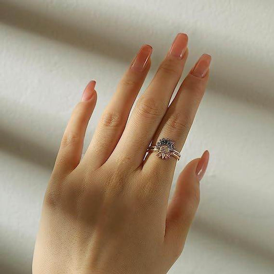 Sun And Moon Rings Couple Rhinestones Ring For Love Valentine's Day Jewelry - Here2Save