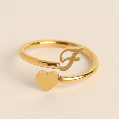 Anillo de cola de amor tridimensional con letras 26