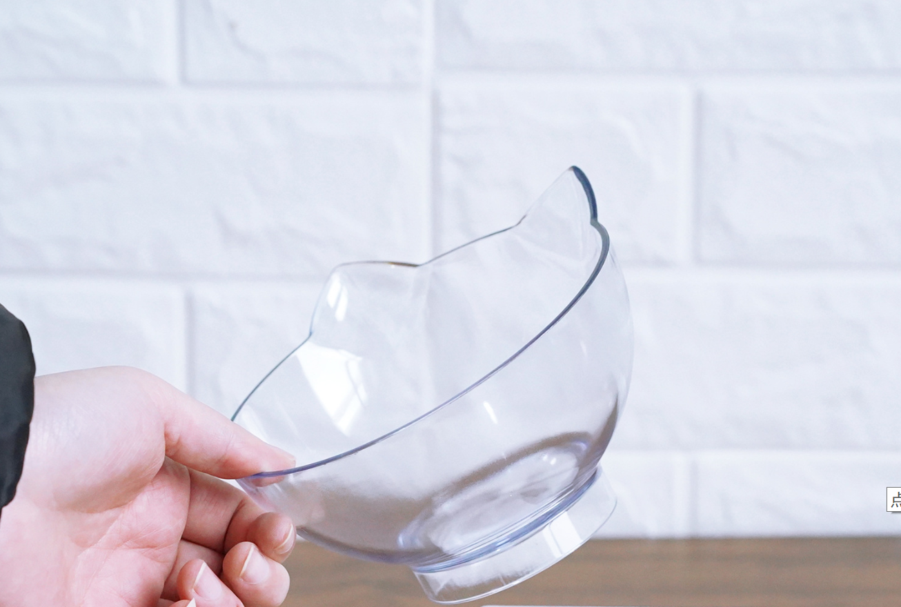 New Inclined Food Cat Ear Oblique Mouth Transparent Single Pet Bowl - Here2Save