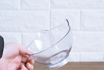 New Inclined Food Cat Ear Oblique Mouth Transparent Single Pet Bowl - Here2Save