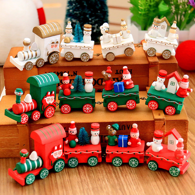 4pcs Mini Wood Train Toys