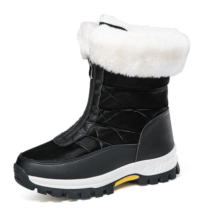 Women's Snow Boots Lightweight Platform Zipper Ankle Boots Winter Keep Warm Plush Shoes Outdoor Thickened High-top Plus Velvet Shoes