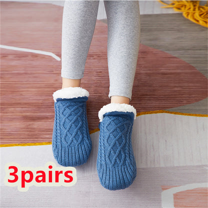 Winter Woolen Socks Women Thicken Warm Home Bedroom Socks Slippers Men Non-slip Foot Warmer Snow Socks Calcetines Mujer