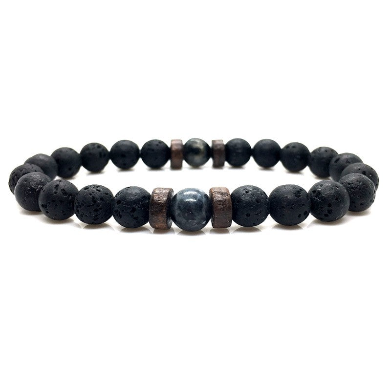 Personality Men's Black Volcanic Stone Bracelet - Here2Save