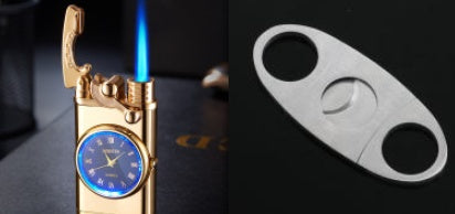 New Lighter With Electric Watch Rocker Arm Automatic Ignition Straight Blue Flame Lighter Creative Real Dial Inflatable Windproof Lighter Men's Watch Gift - Here2Save