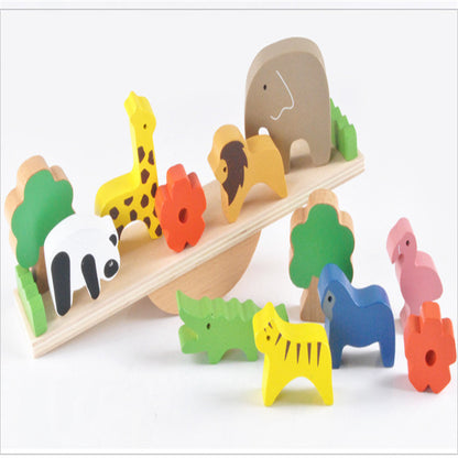 Wooden forest animals balance beam