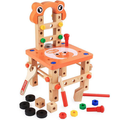 Wooden children's disassembly toy Luban chair