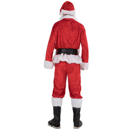 Disfraz de Papá Noel de talla grande para adultos, hombres y mujeres, disfraz de Carnaval de Navidad, traje rojo de talla grande, disfraces elegantes