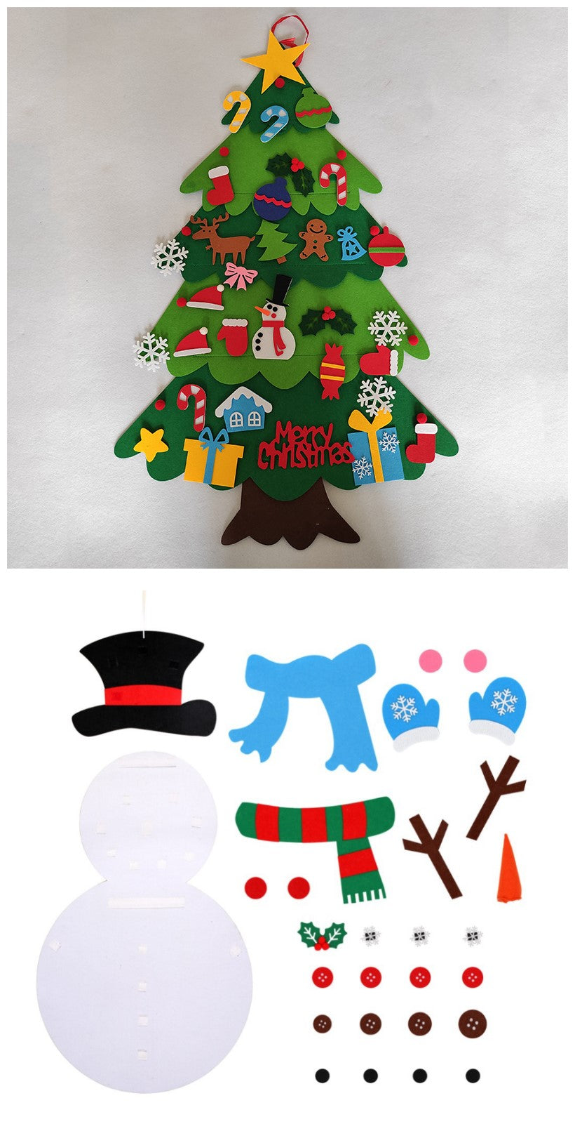 DIY Felt Christmas Tree New Year Toddler Kids Handmade Gift Toys Door Wall Hanging Ornaments Holiday Party Home Decor Set