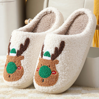 Christmas Shoes Winter Home Slippers Elk Soft Cozy Bedroom Slipper Slip On House Shoes - Here2Save