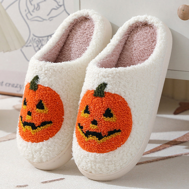 Halloween Pumpkin Cartoon Slippers Warm Winter Slippers Men And Women Couples Indoor House Shoes - Here2Save