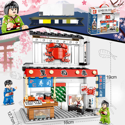 Japanese style street view city building blocks