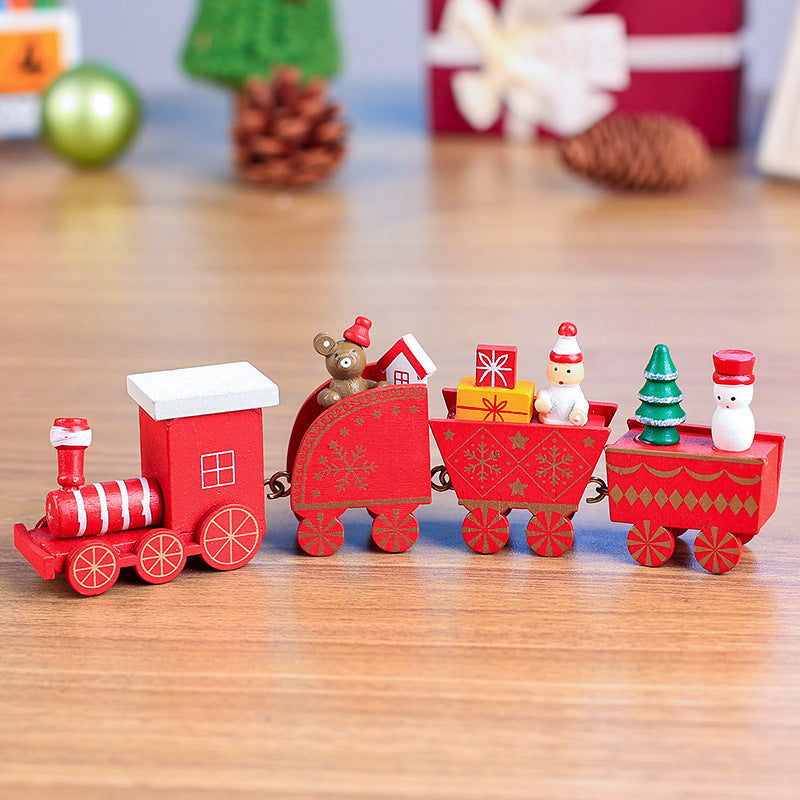 4pcs Mini Wood Train Toys