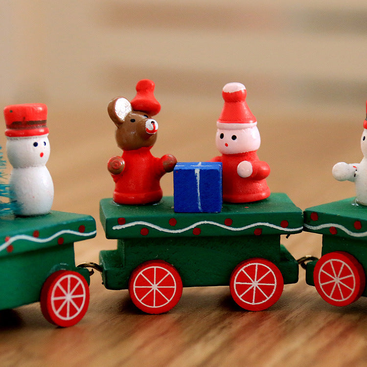 4pcs Mini Wood Train Toys