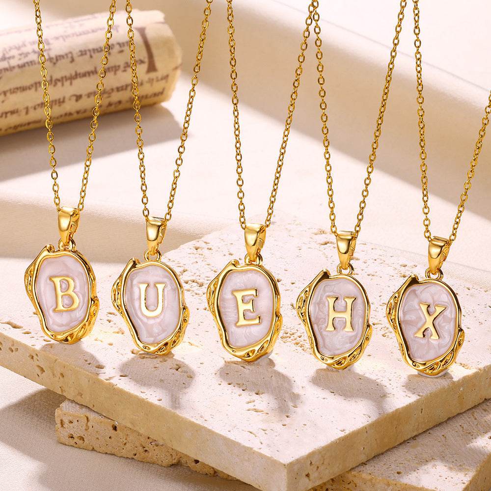Simple 26 Letters Drop Oil Three-dimensional Necklace - Here2Save