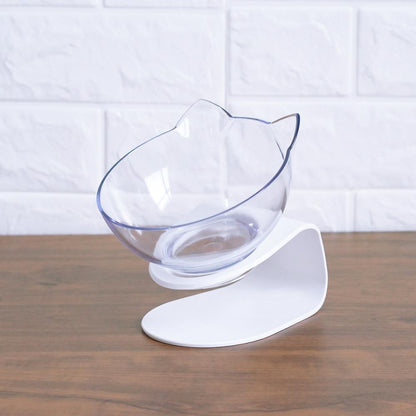 New Inclined Food Cat Ear Oblique Mouth Transparent Single Pet Bowl - Here2Save