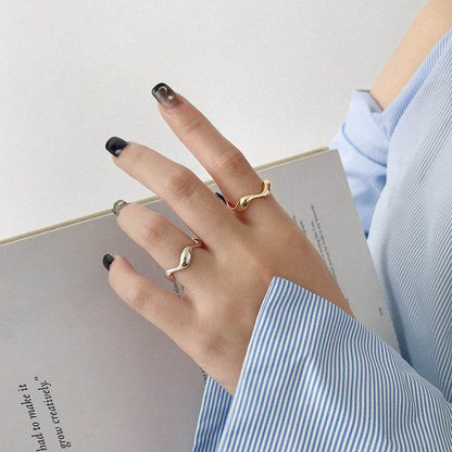 S925 Rings Ins Minimalist Irregular Wavy Glossy Ring For Women - Here2Save