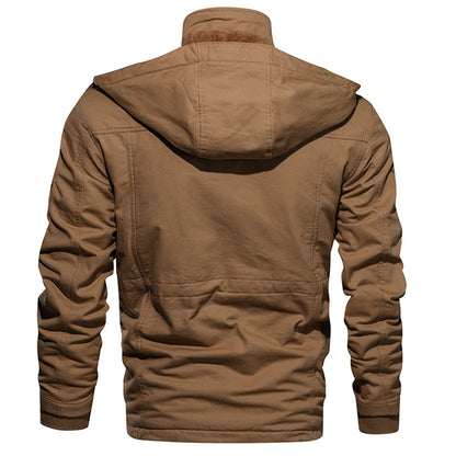 Chaqueta de lana de invierno para hombre, abrigo cálido con capucha, ropa de abrigo gruesa térmica, chaqueta militar masculina