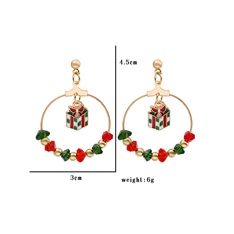 Cartoon Christmas Series Earrings Santa Gifts