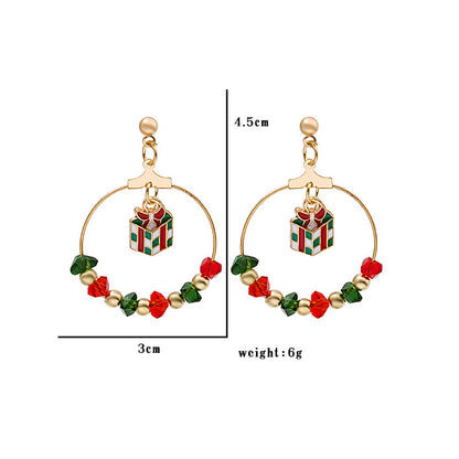 Cartoon Christmas Series Earrings Santa Gifts