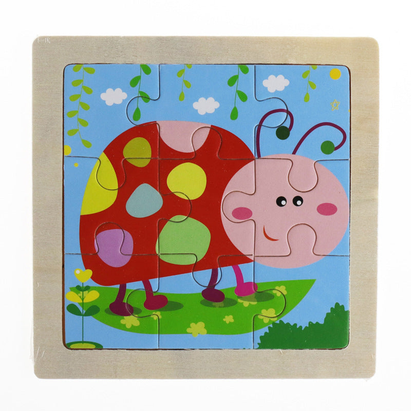 Children cartoon 3D puzzle 9 pieces puzzle animal wooden