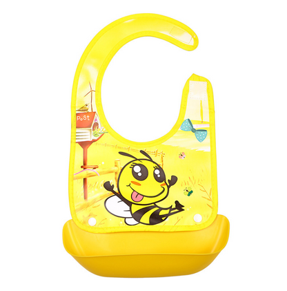 Cartoon baby PVC three-dimensional bib Increase baby bib Waterproof silicone children's dinner pocket