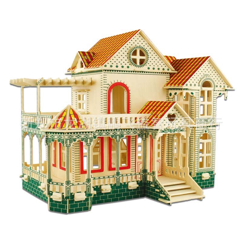 Wooden 3D house puzzle