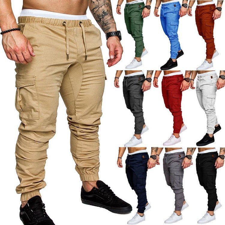 Pantalones casuales de tela tejida para hombre Pantalones con cordón