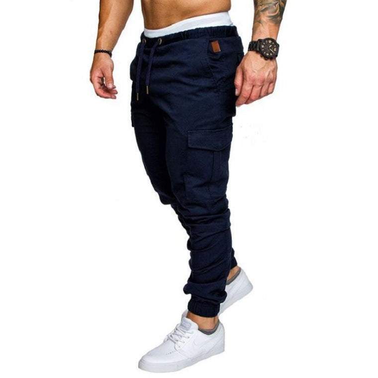 Pantalones casuales de tela tejida para hombre Pantalones con cordón