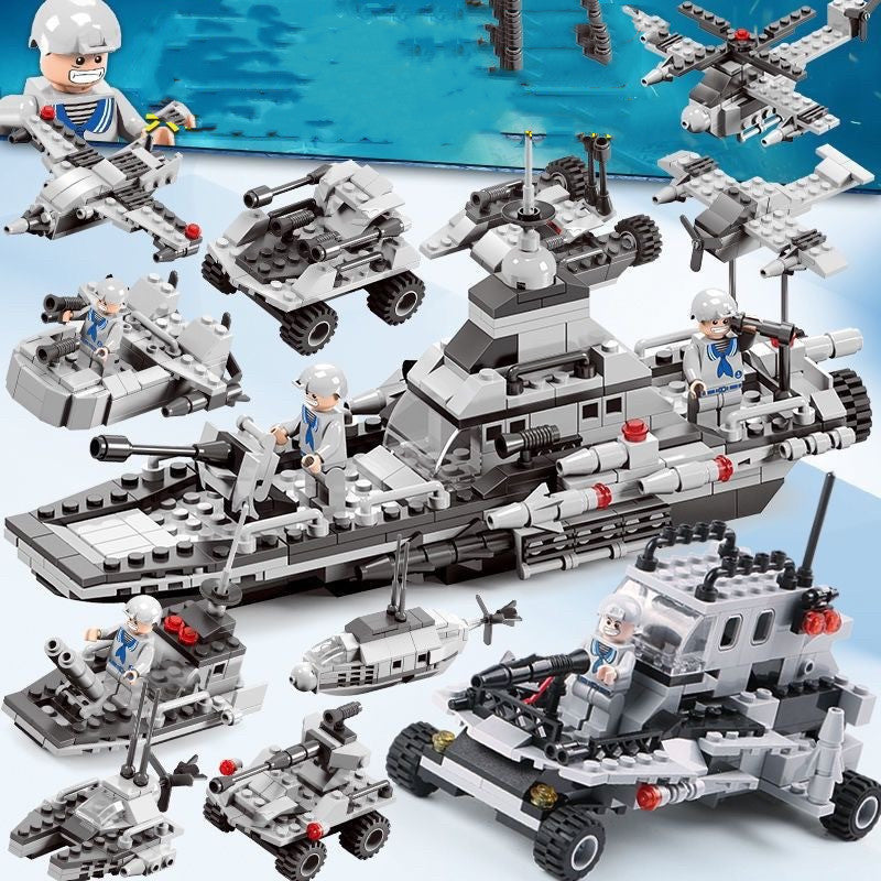 Building Blocks Aircraft Carrier Military Battleship Boy Puzzle Assembly Toy