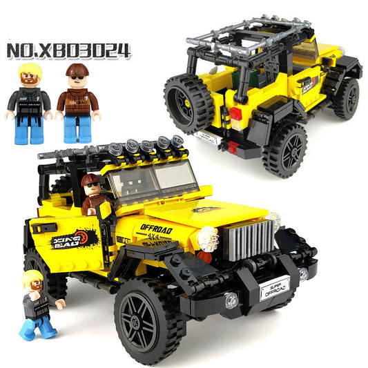 Jeep Assembling Building Blocks Boy All-Terrain Off-Road Vehicle Assembling Small Particle Educational Toys