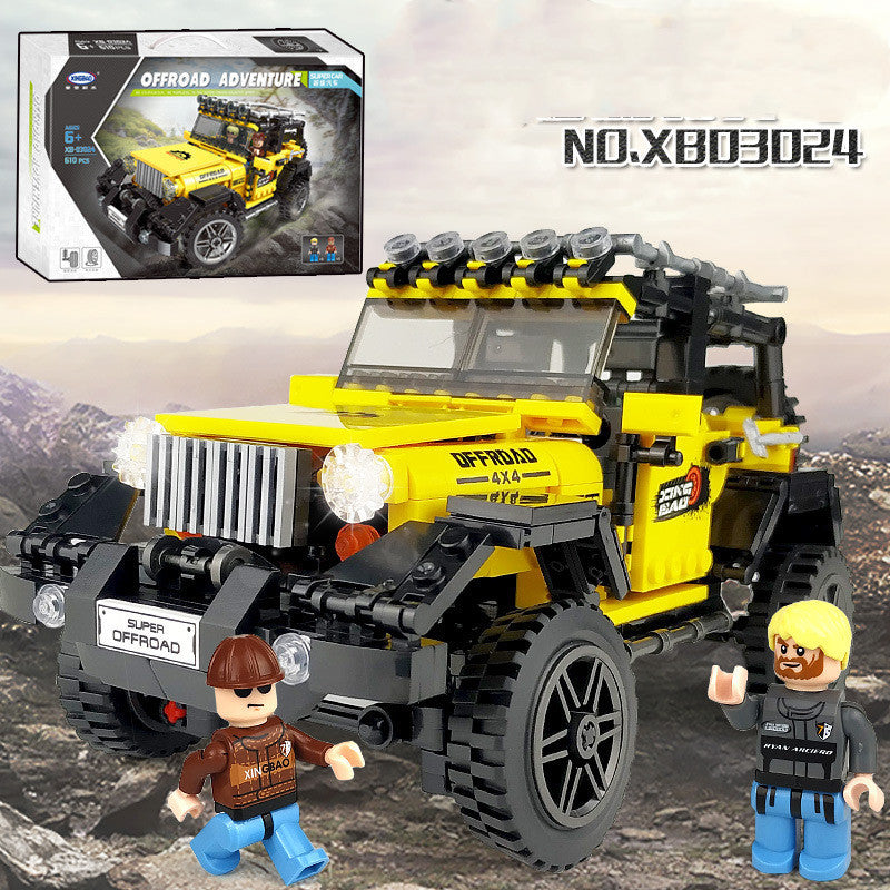 Jeep Assembling Building Blocks Boy All-Terrain Off-Road Vehicle Assembling Small Particle Educational Toys