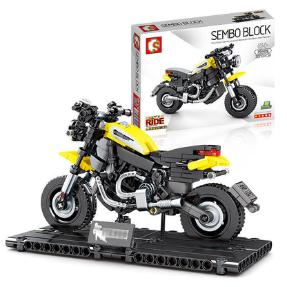 Technology Motorcycle Locomotive Model Assembling Small Particle Building Block Toys