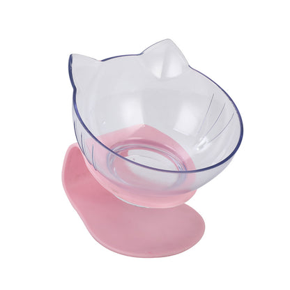 New Inclined Food Cat Ear Oblique Mouth Transparent Single Pet Bowl - Here2Save