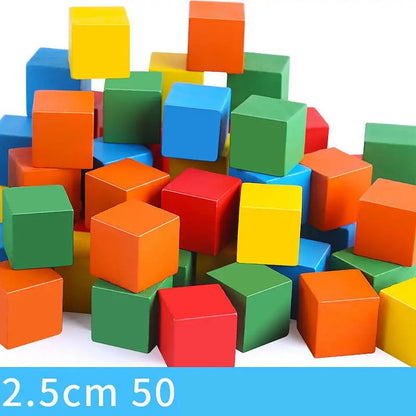 Cube Building Block Mathematics Teaching Aid Set Wood Square Puzzle Small