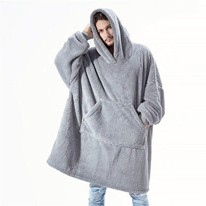 Hoodie Sweatshirt With Big Pocket Tops Sweater Comfortable Loose Double-Sided Fleece Thicker Wearable Blanket - Here2Save