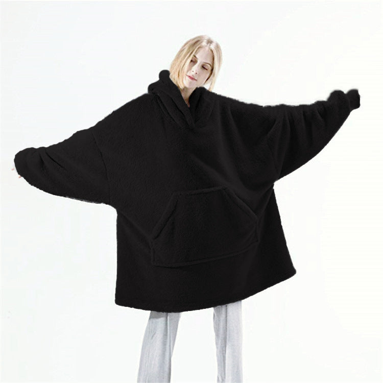 Hoodie Sweatshirt With Big Pocket Tops Sweater Comfortable Loose Double-Sided Fleece Thicker Wearable Blanket - Here2Save