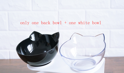 New Inclined Food Cat Ear Oblique Mouth Transparent Single Pet Bowl - Here2Save