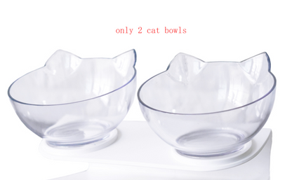 New Inclined Food Cat Ear Oblique Mouth Transparent Single Pet Bowl - Here2Save